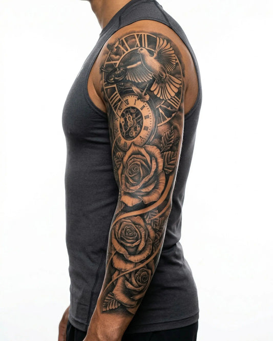 Clock, Dove & Roses