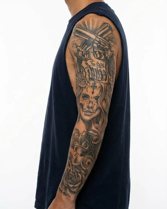 Chicano Woman & Revolvers